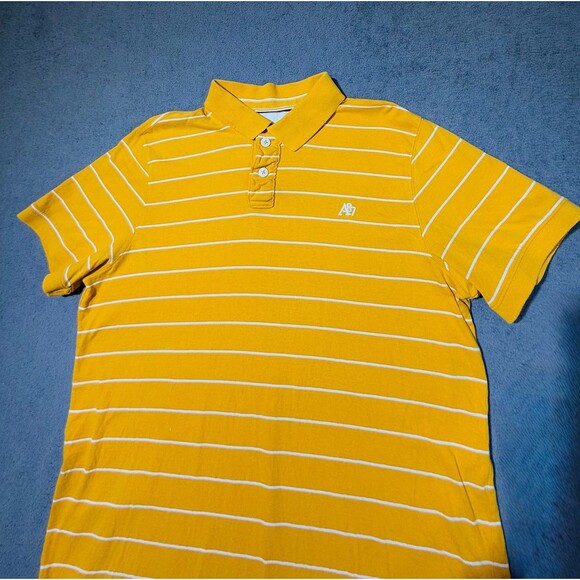 Aeropostale Mens Yellow Polo Shirt Cotton Horizontal Striped Embroidered Logo XL - Picture 4 of 16